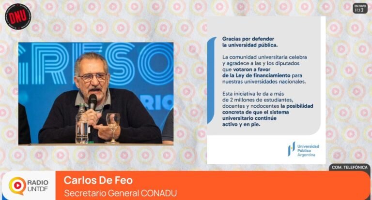 Carlos De Feo en RadioUNTDF: «Sin salarios ni presupuesto, no hay universidad»